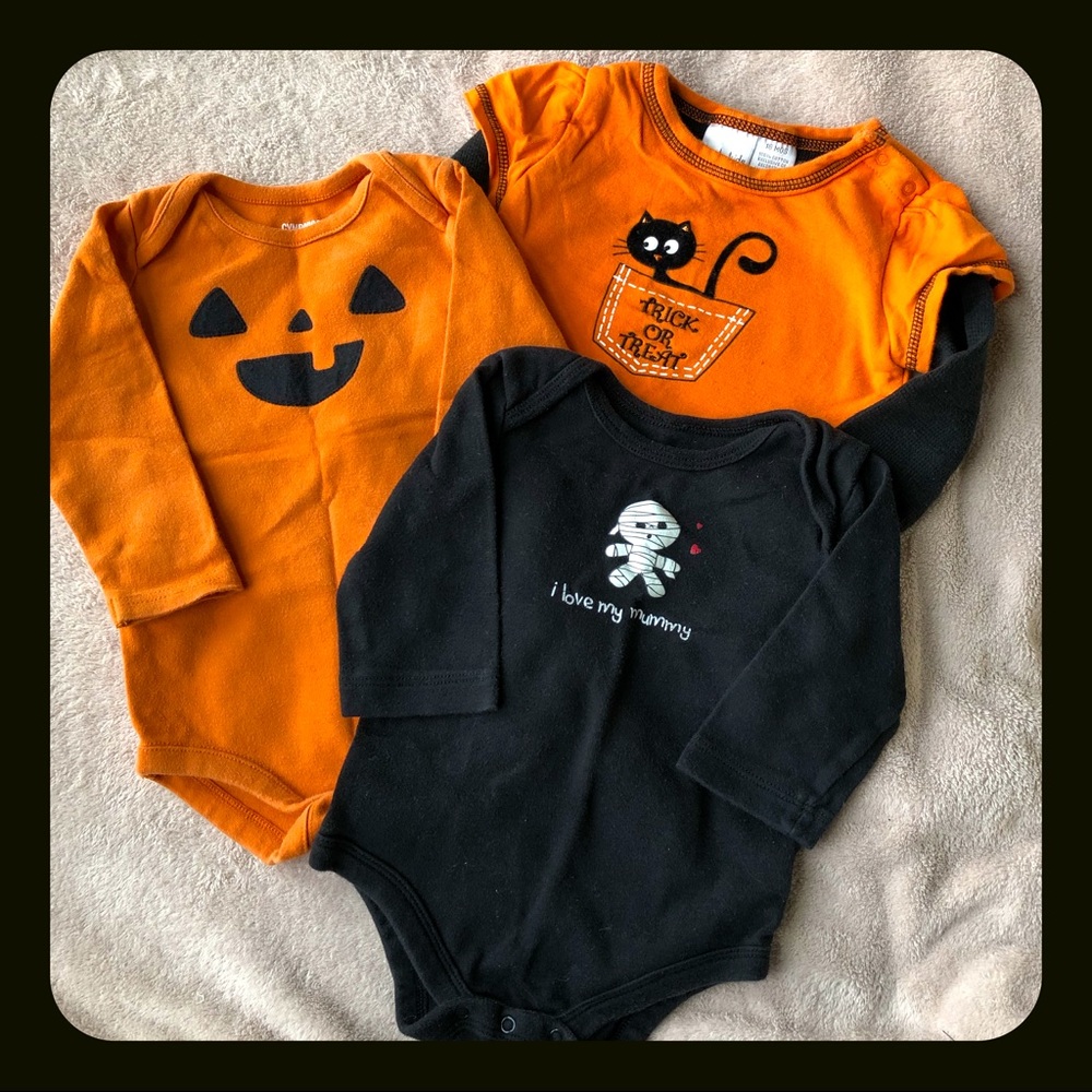 Set of 3 Halloween Long-Sleeve Onesies - 18M